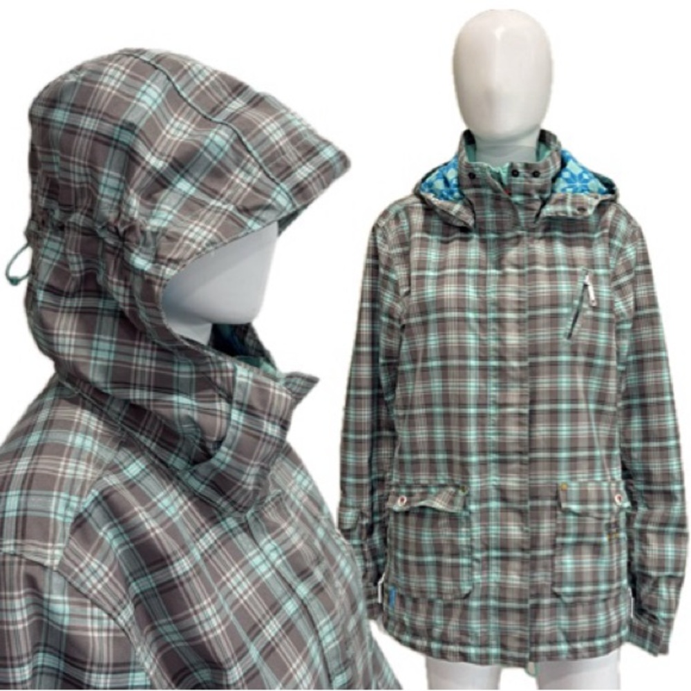 Special Blend Plaid Snowboarding Jacket Womens Size Large Removable Hooded Coat